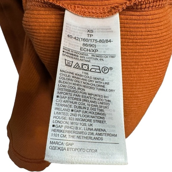 GAP Women's Long Sleeve Ribbed Polo Midi Dress Button Front Rust Orange XS - Picture 2 of 7